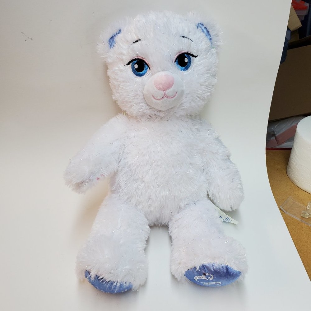 Frozen II 2 ELSA Stuffed White And Glitter Fur Bear Plush by Build A Bear